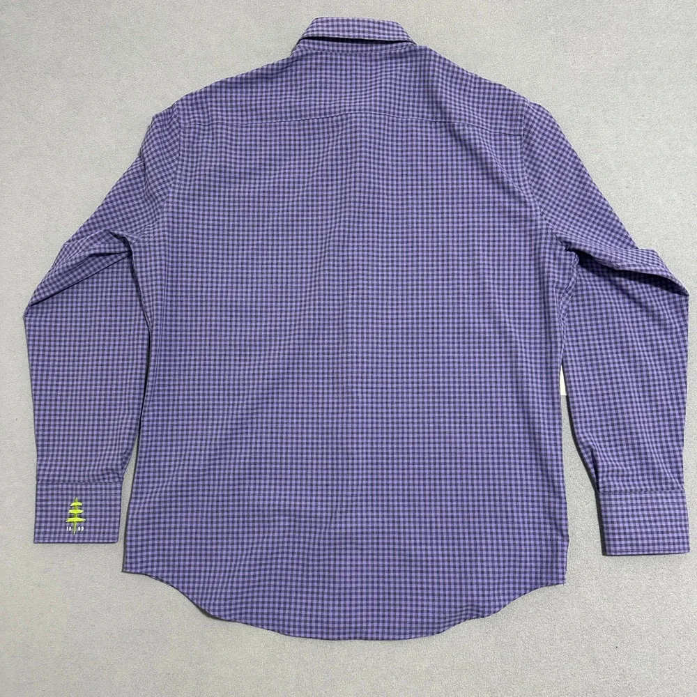 Peter Millar‎ Gingham Check Button Down Shirt Long Sleeve Purple Mens Size Large